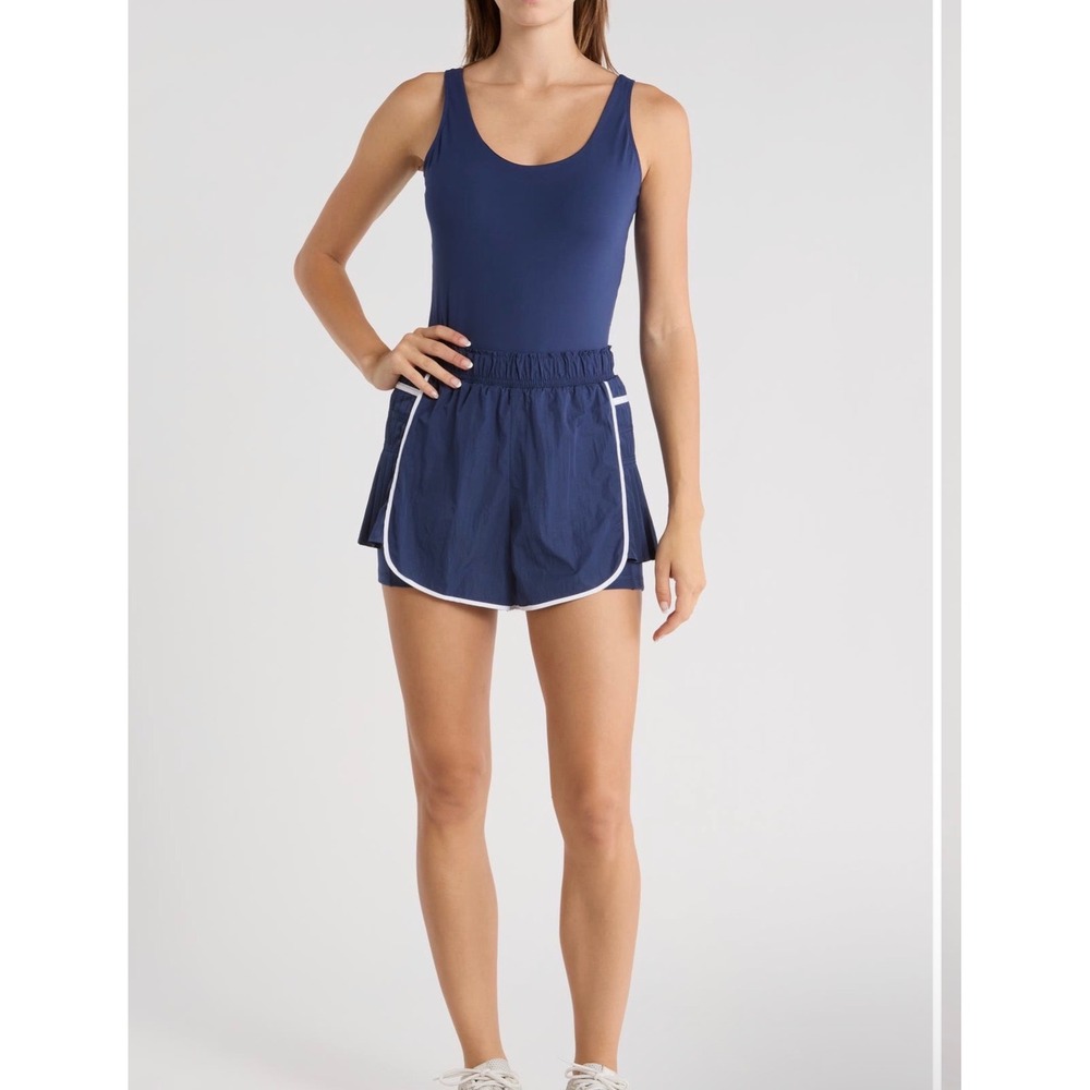 Yogalicious Radiant 2-in-1 Zenya Romper Naval Blue White XL DY5480